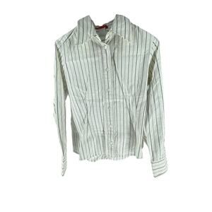 Anne Klein Vintage White Striped Long Sleeve Button Down Shirt Women's Size 6